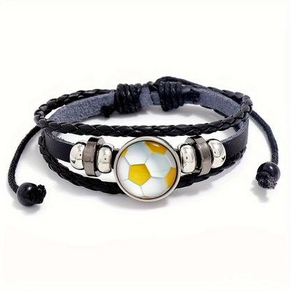 Fashionable PU Leather Football Fan Bracelet Sports Wristband
