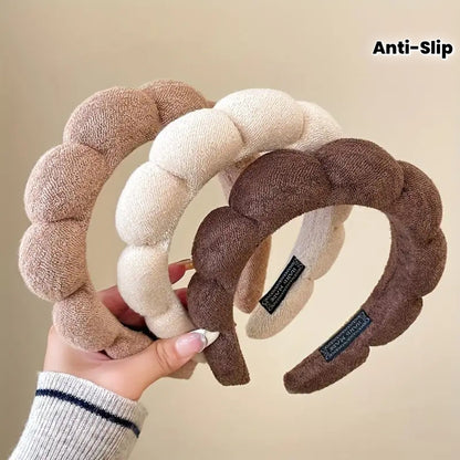 Wide-Brimmed Anti-Slip Cotton Headband for Autumn Winter