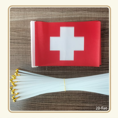 Mini Switzerland Handheld Flag - 2D Polyester Garden & Party Decor
