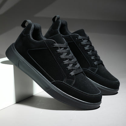 Men's Classic Black Sneakers - Comfortable, Breathable & Stylish Lace-Up Casual Shoes for Outdoor Activities - ayq