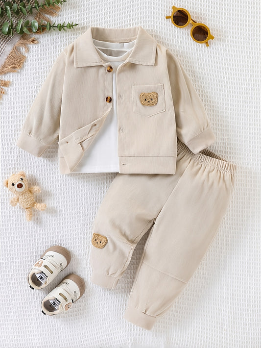 Toddler Boys' Corduroy Shirt Jacket and Pants Set for Spring/Fall