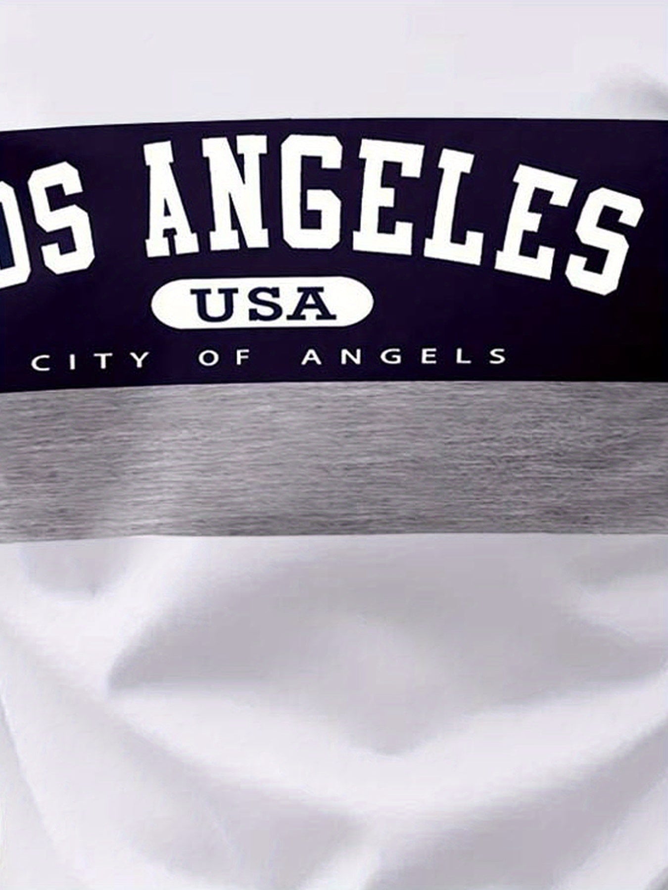 Men'S Casual Los Angeles Graphic T-Shirt - Short Sleeve, Round Neck, White with Purple  Gray Stripes, Comfortable Summer Tee for Casual Attire, Everyday Tshirt   Casual Style   Comfortable Fit