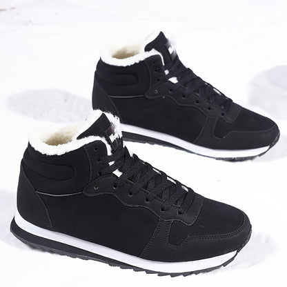 Men&apos;s Fleece-Lined Winter Boots - Warm & Durable -like Upper, Shock-Absorbing Cushioned Insole, Lace-Up Mid-Calf Ankle Boots with Traction Tread - All-Terrain Traction for Snow, Ice, Mud, Grass - Ideal for Hiking, Gym, E