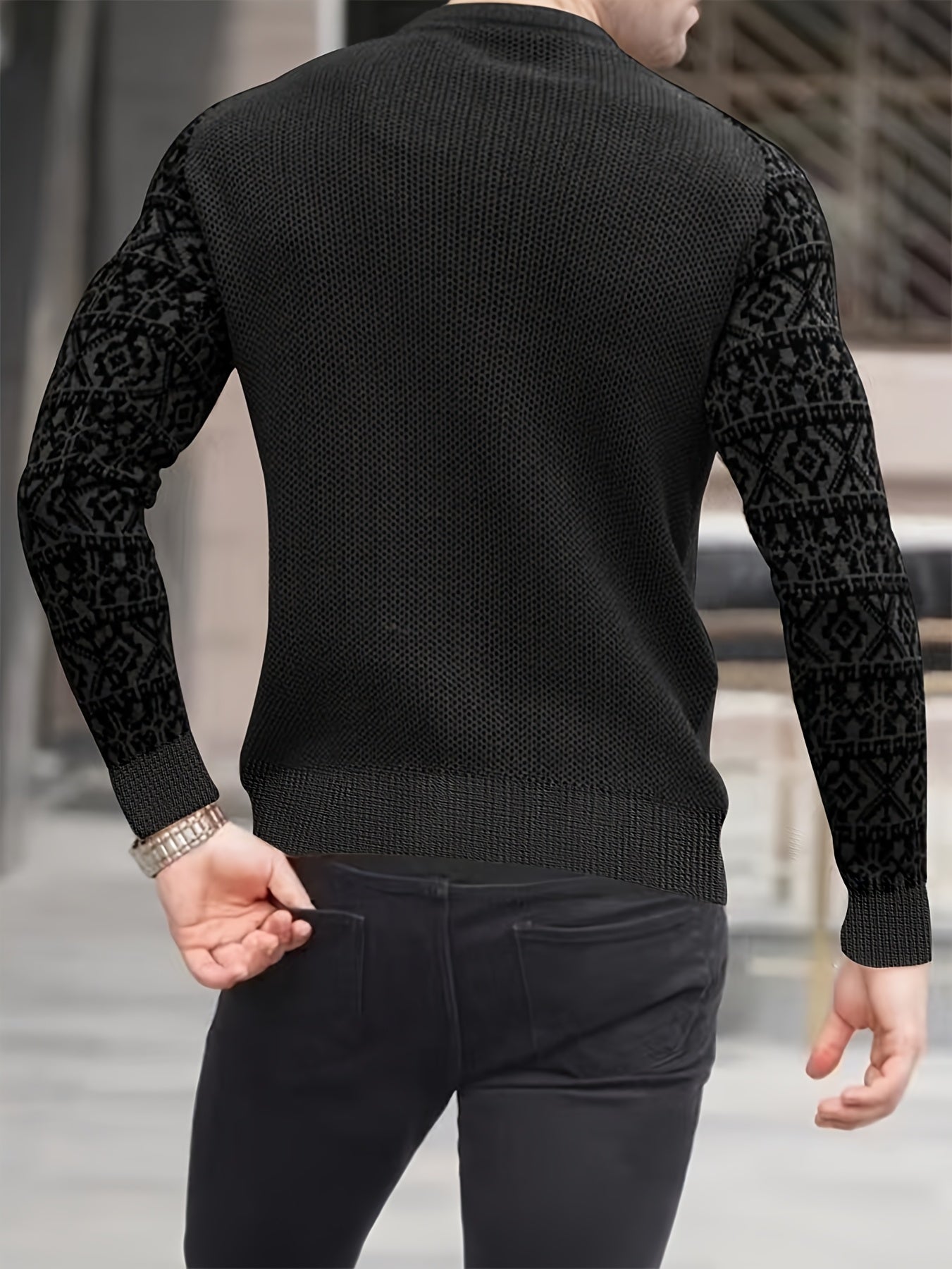 Men'S Long-Sleeve T-Shirt in a Heavy Waffle Knit for Autumn, Perfect for Casual Wear
