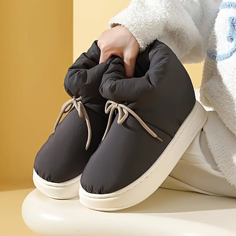 Men'S & Women'S Slip-On Snow Boots - Winter Warmth with Plush Lining, Soft Fabric Upper & Cushioned EVA Sole, Round Toe Short Ankle Boots for Indoor/Outdoor Use, Unisex Casual Footwear in Black/Gray/Navy Blue - All-Season Com