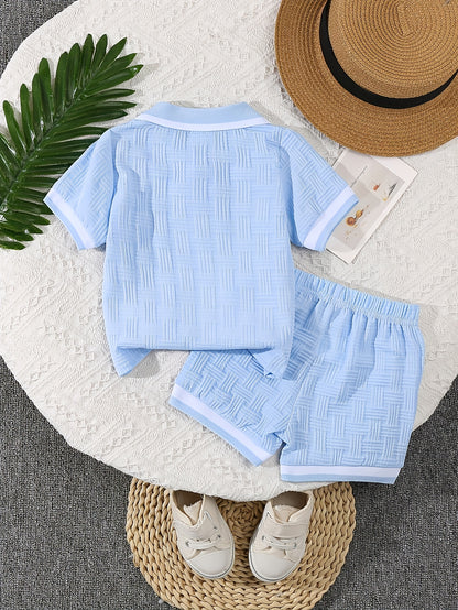 Baby Boy Summer Polo Collar Top & Pants Casual Set