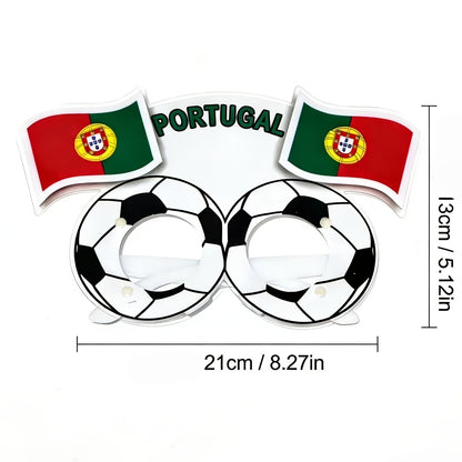 Soccer Fan Party Glasses Plastic Frame Red & Green Fun