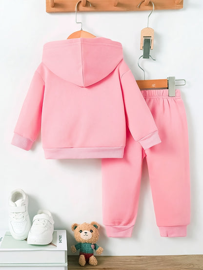 Baby Girls Leopard Print Fleece Hoodie & Pants Set