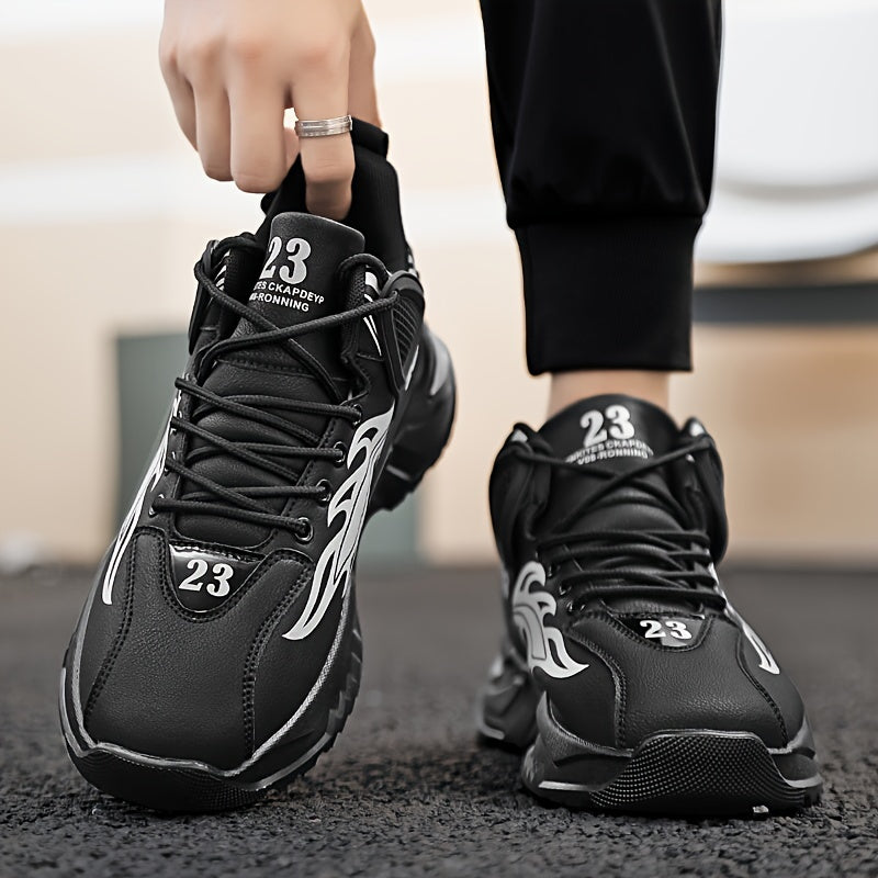 Men's Sports Casual Shoes Spring/Summer New Thick-Soled Anti-Slip PU Running Shoes Fashionable Versatile Outdoor Travel Shoes