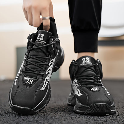Men's Sports Casual Shoes Spring/Summer New Thick-Soled Anti-Slip PU Running Shoes Fashionable Versatile Outdoor Travel Shoes