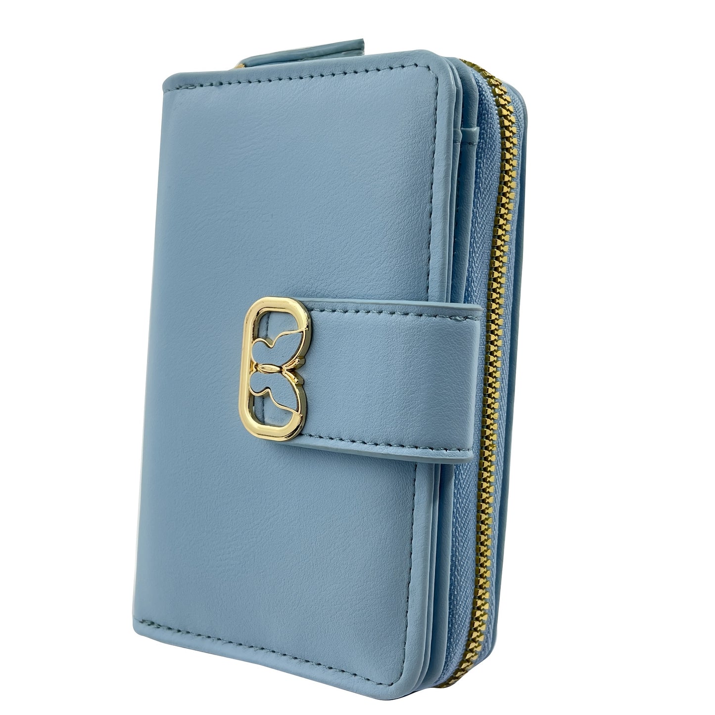 Large Capacity Butterfly Clasp Wallet with Single Zipper | Multiple Card Slots, Fresh and Easy Style, Lining, Zip Pocket - KAIPIBAO