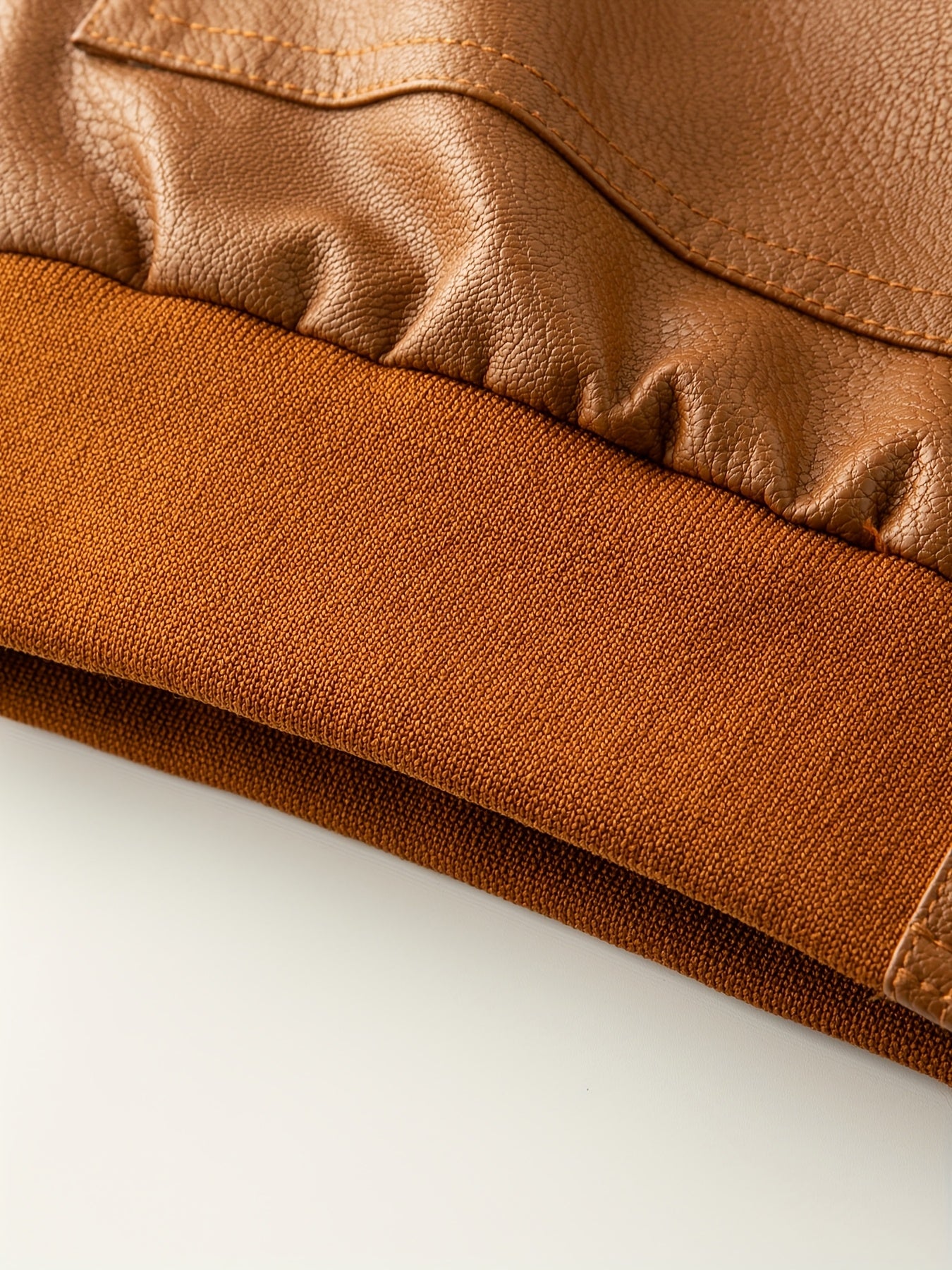 Men'S Faux Leather Bomber Jacket with Fleece Lining - Casual Motorcycle Style, Zip-Up, Long Sleeve, Drop Shoulder, Polyester Lining, Regular Fit, Outdoor & Hiking Wear, Outdoor Jacket | Bomber Jacket | Polyester Lined Jacket