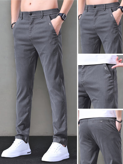 Men's Slim-Fit Summer Suit Pants with Stretch Lyocell Fabric