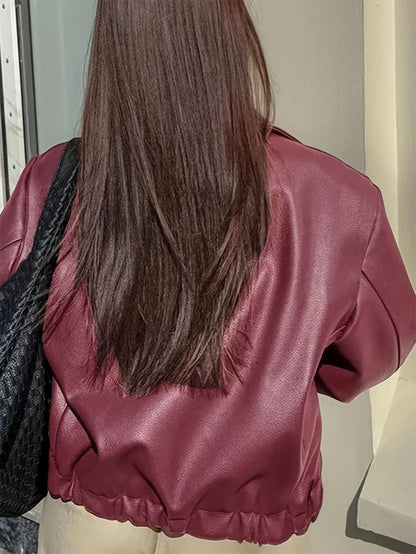 Women's Retro Motorcycle Jacket - Coat with Collar & Classic Black/White/Grey/Brown Tones - All-Season Casual Outerwear (Machine Washable) for Motorcycle Riding & Casual Attire - Non-Stretch Jacket