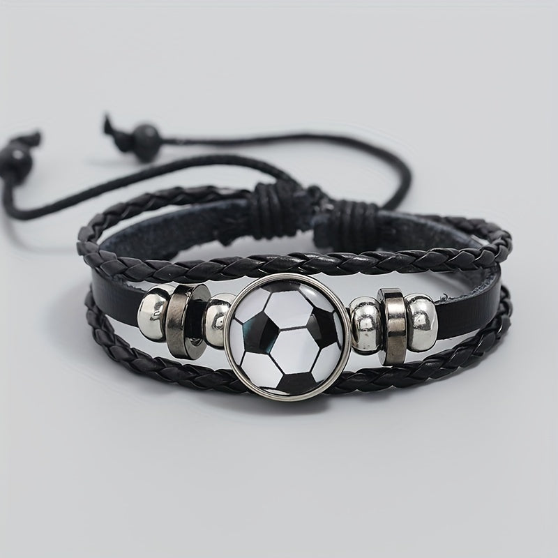 Fashionable PU Leather Football Fan Bracelet Sports Wristband