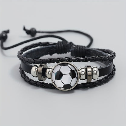 Fashionable PU Leather Football Fan Bracelet Sports Wristband