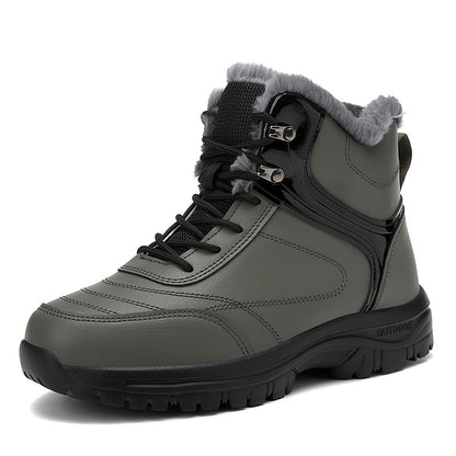 Men'S High-Top Snow Boots for Winter, Featuring Thickened Fleece for Warmth, Designed for Outdoor Activities with Slip-Resistant And Wear-Resistant Properties.