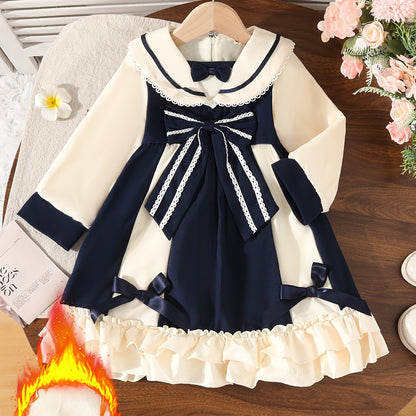 Loleta Girls' Princess Dress with Fleece Lining, Winter Maid for Little Girls, Party Outfit in College Style