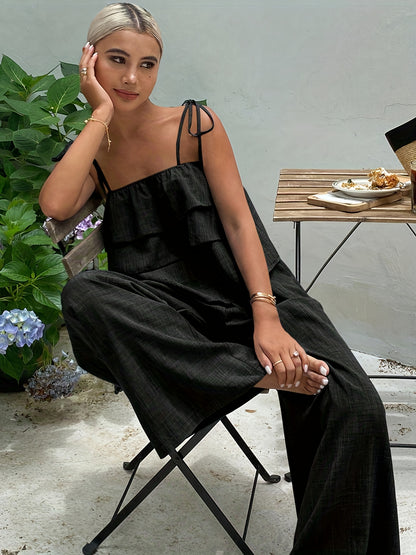Women’s Ruffled Cami Top & High-Waist Tie-Side Pants Set