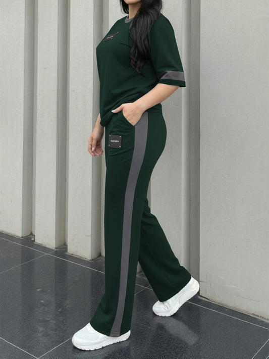 Women’s Spring/Summer Casual Two-Piece Set with Slim Trousers