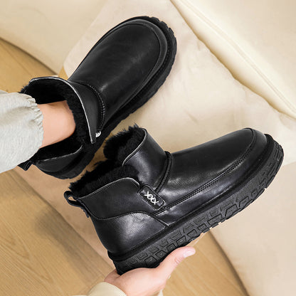 Men's Winter Snow Boots Warm Waterproof PU Leather Riding Boots
