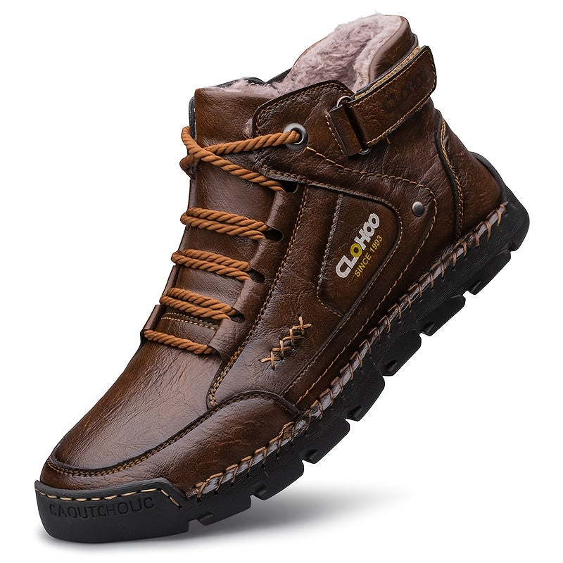 Men's Warm Winter Ankle Boots - Durable Handmade Lace-Up Chukas