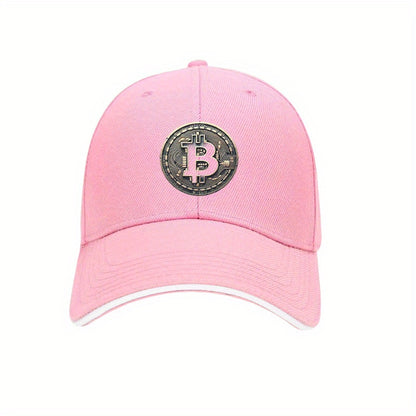 [Adventure Ready] Adjustable Bitcoin Logo Baseball Cap - Lightweight, Soft Polyester Dad Hat with White Accents, Ideal for Outdoor Activities, Fit, Outdoor Headwear | Sleek Cap Design | Durable Headgear