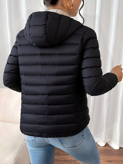 Women'S Hooded Jacket - Lightweight Warm Winter Coat with Non-Stretch Fabric, Elegant Commuter Style, Structured Fit for Everyday & Formal Outfits - Fall/Winter