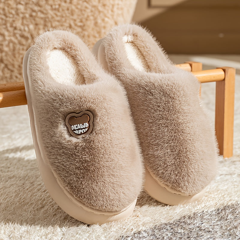 Cozy Plush Slippers for Men & Women - Winter Warm Indoor House Shoes with Non-Slip EVA Sole, Thick Cushioned Lining & Soft Round Toe - Unisex Slip-On Slippers for Home, Lounge, Bedroom (Men's & Women's Design), Slippers for G