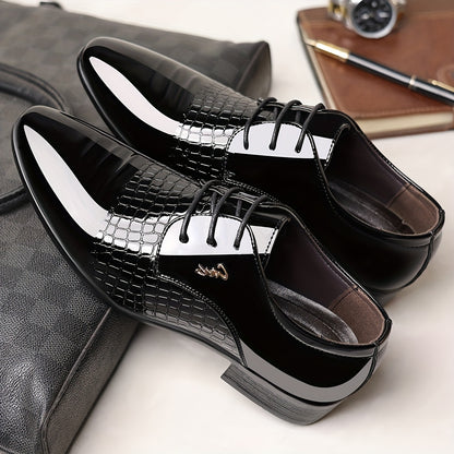 Men's Dress Shoes, British Style Elegant Lace-up Pointed Toe Loafers, Wedding Shoes, Gift for Men, Youth Formal Business Casual Shoes, Black - ayq