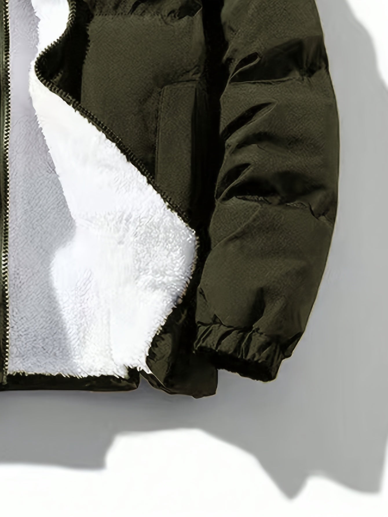 Yilong OBM Men's 2025 Fleece-Lined Winter Coat - Stand Collar Padded Insulation, Machine Washable Polyester, Solid Color Casual Jacket with Zipper Closure for Cold Weather, Winter Jacket, Outdoor Clothing, Minimalist Design,