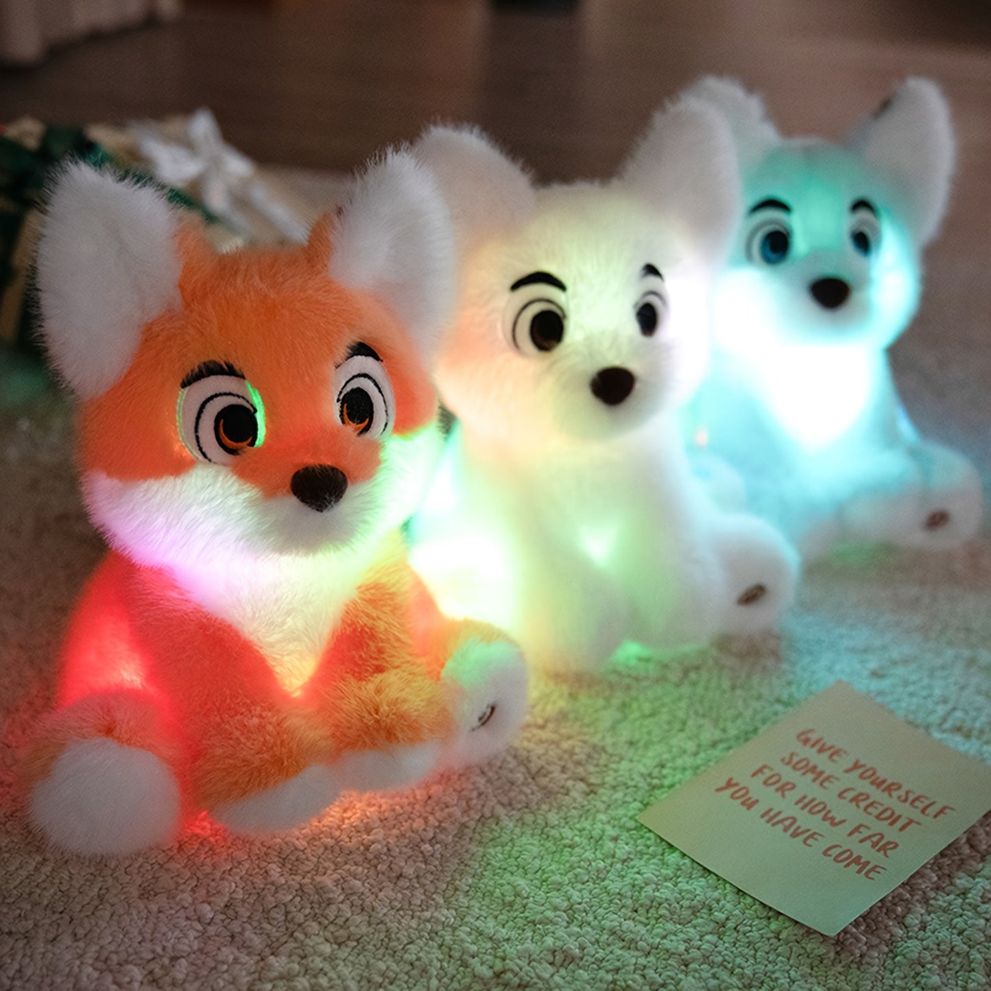 Illuminated Plush Fox Toy – Cuddly Stuffed Animal Featuring LED Light, Adorable Night Light for Room Decoration & Comfort Gift