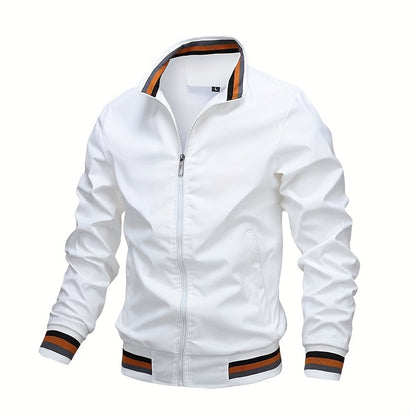 A Men'S Stylish Pilot Jacket, Made of Durable Fabric, Features Classic Striped Details, Perfect for Casual Outings Or Hiking. It Offers a Sense of Confidence And Fashion, Making It an Ideal Gift for Men