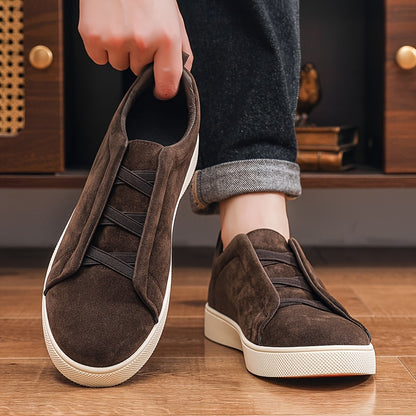 Men's Dark Brown Slip-On Loafers with Thick Soft Sole