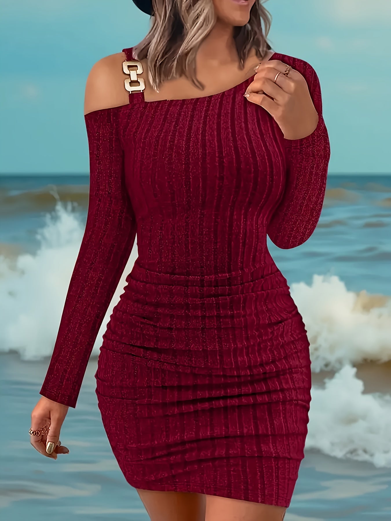 New Autumn-Winter Sexy Off-Shoulder Hip-Hugging Dress
