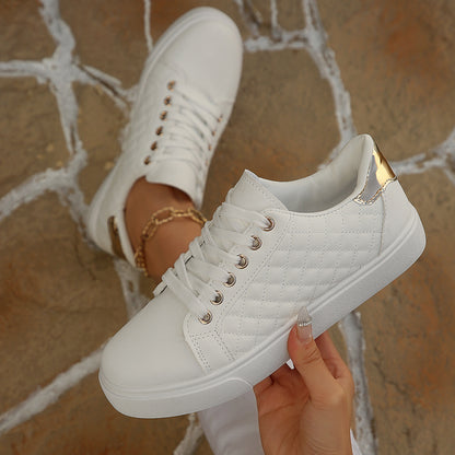 Women’s Low-Top Black Diamond Pattern Casual Sneakers