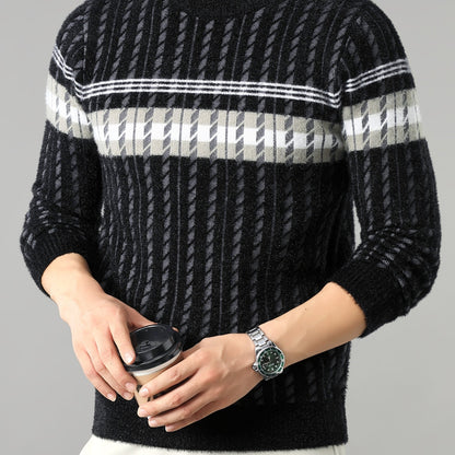Men'S Stylish Thick Knit Sweater for Autumn And Winter, a New Casual Pullover for Warmth