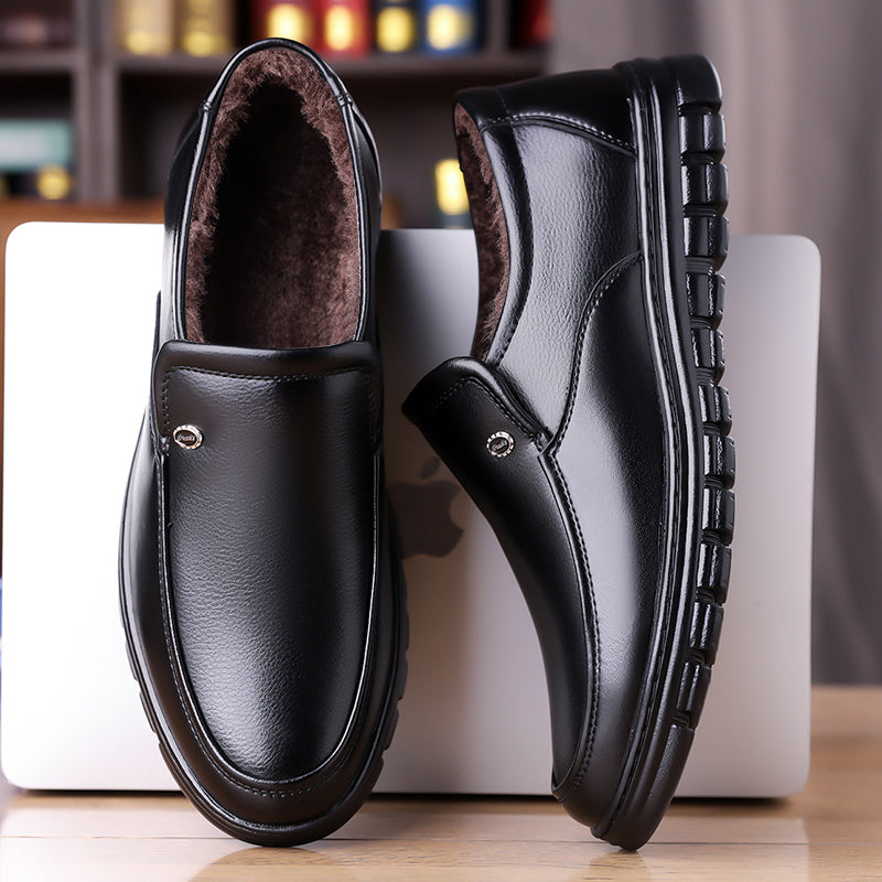 Men's Business Casual Ankle Boots, Winter Light Lined Warm Snow Boots, Slip-on High-Top Design, Versatile Footwear for Daily Office and Outdoor Walking, Non-Slip Thick Sole Walking Shoes