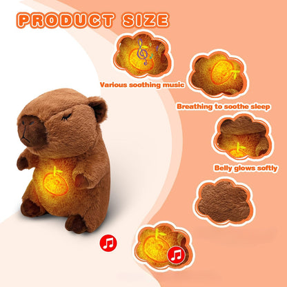 Stuffed Animal Capybara That Breathes, Featuring Realistic Breathing Movements And Calming Music Lights. A Portable Plush Toy Perfect for Birthday Gifts for Both Adults And Children