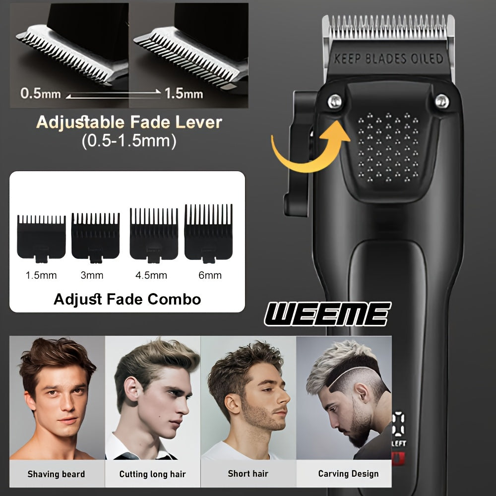 WEEME 2pcs/3pcs Grooming Kit Electric Hair Clipper + Beard Trimmer + Shaver + Nose Hair Trimmer, USB Rechargeable with LCD Display | Perfect Gift for Dad, Husband, Boyfriend (Father's Day/Birthday) - ayq