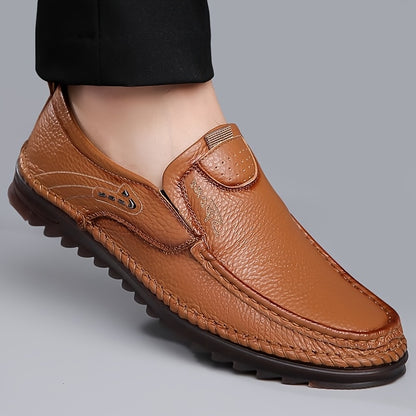 Handcrafted Men's Casual Cowhide Shoes with Soft PU Soles
