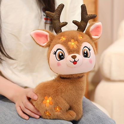 30Cm/11.81In Starry Sika Deer Stuffed Animal Reindeer Elk Ornament with Deer Plush Toy Simulation Beautiful Doll Premium Elegant Birthday Easter Valentine'S Day Present