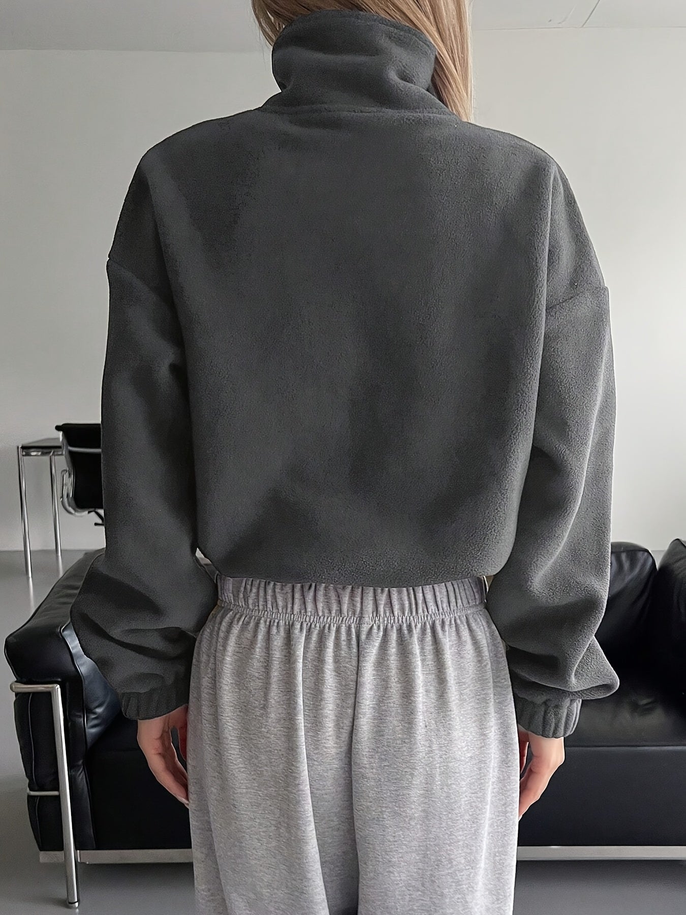 Women'S Casual Zippered Front Drawstring Hem Jacket - High-Neck Long Sleeve with Pockets, All-Season Comfort, Machine Washable, Versatile for Casual Attire, Casual Wear Jacket | Highneck Jacket | Zippered Jacket