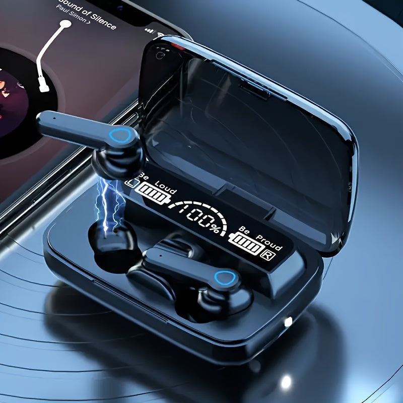 New True TWS Wireless In-Ear Headphones with Digital Display, LED, Charging Case, Wake Up Motion Theater, Noise Cancellation, Touch Control, Volume Control, Wireless, USB Charging, 800mAh Lithium Battery