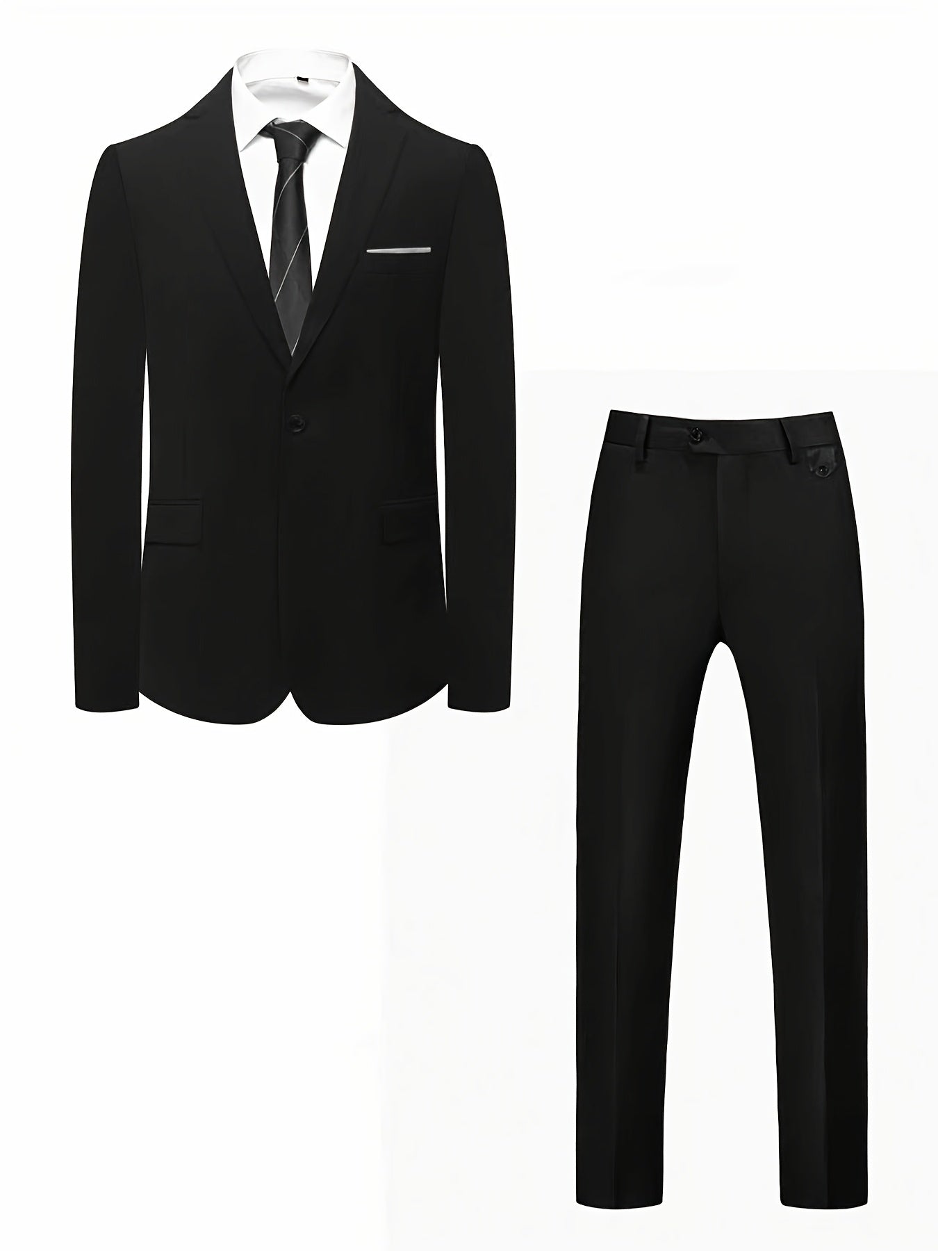 Men's Polyester Suit Set with Jacket & Trousers for Business Casual