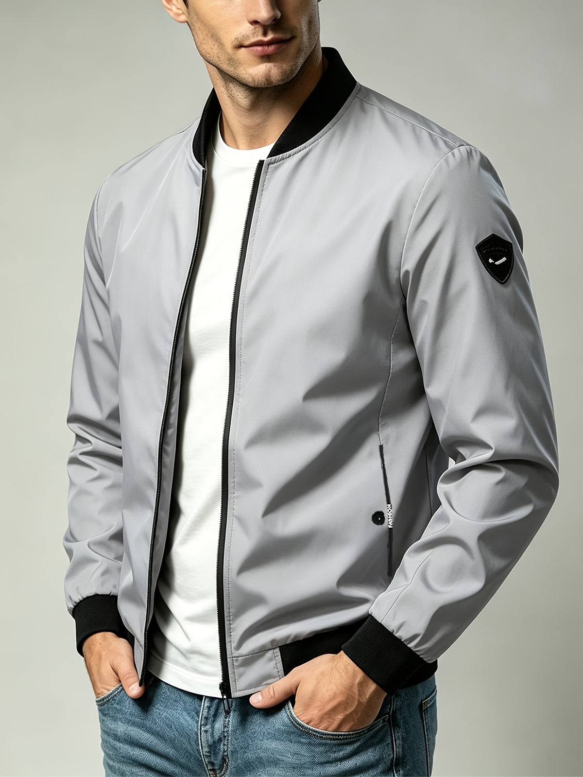 Men's Lightweight Windproof Baseball Jacket for Spring and Fall