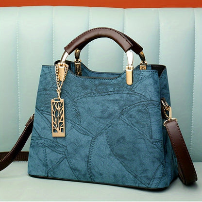 Luxury Women's Black Striped Crossbody Handbag with Detachable Strap