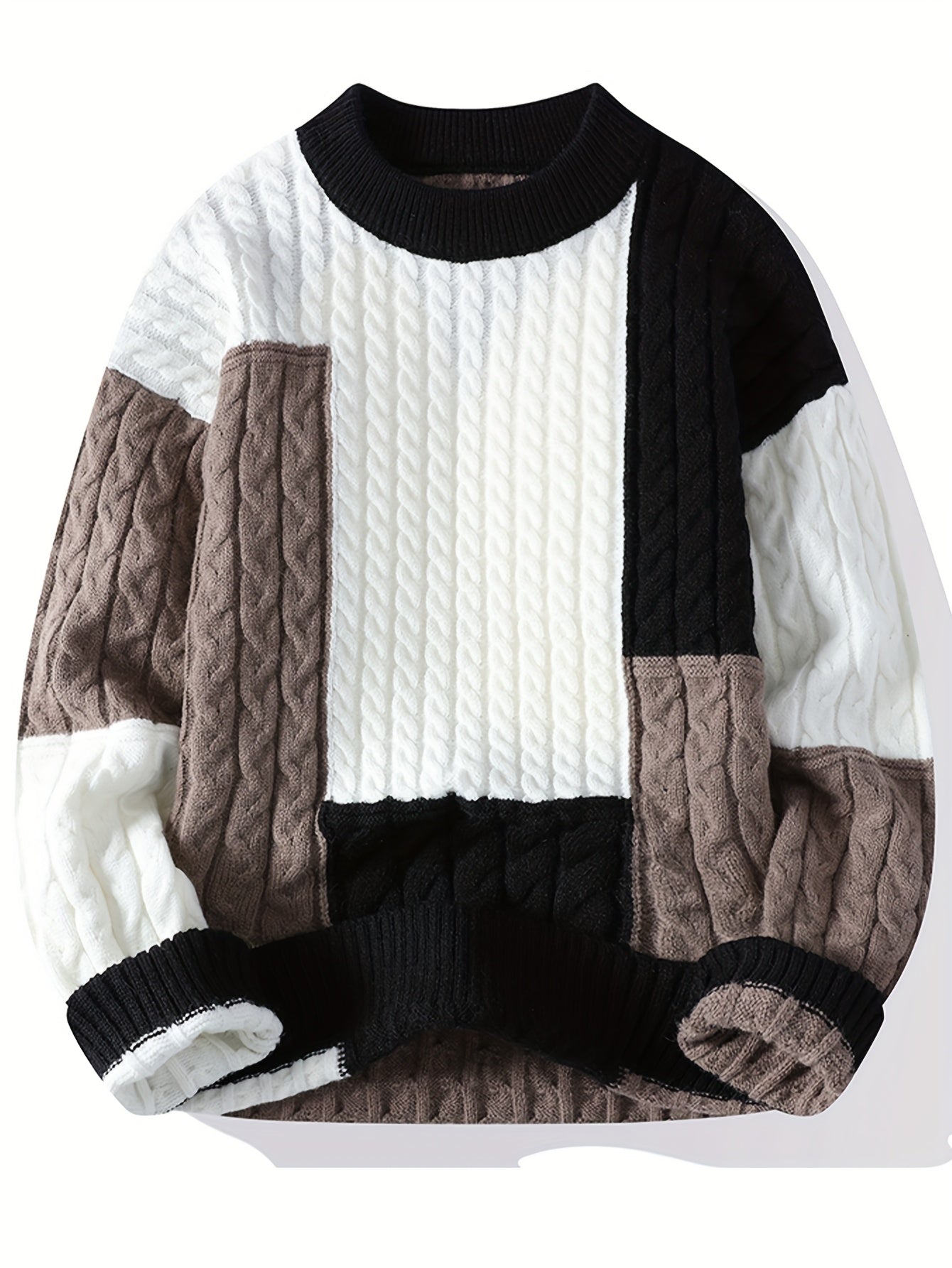 Men'S Sweater - Brown/ - Long Sleeve Crewneck Pullover for Fall/Winter, Office, Party, Everyday - Easy-Care Formal & Casual Sweater for Men