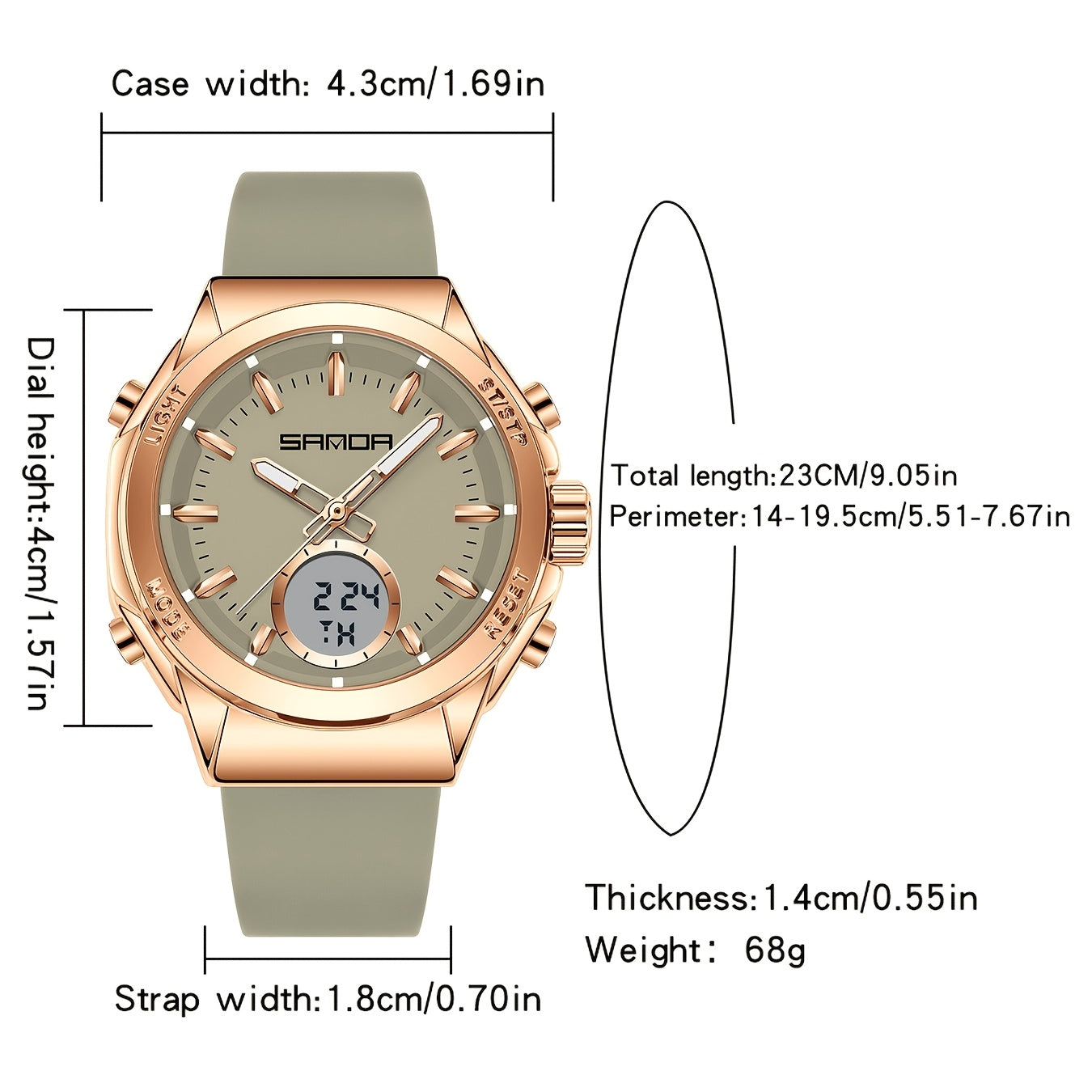 Minimalist Women's Digital Watch with Silicone Band and Alarm