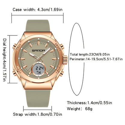 Minimalist Women's Digital Watch with Silicone Band and Alarm